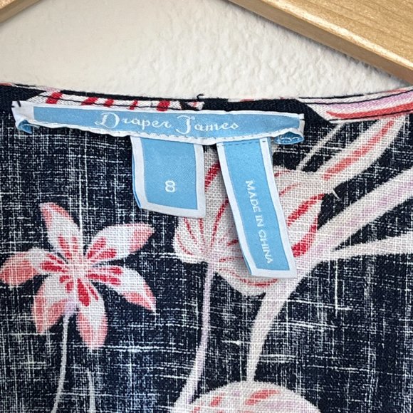 Draper James Floral Short Sleeve Wrap Linen Dress - Picture 11 of 12